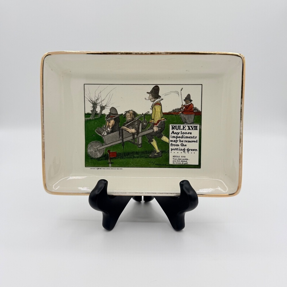 Vintage 1962 Delano Studios Perrier Charles Crombie Golf Rule XVII Tray